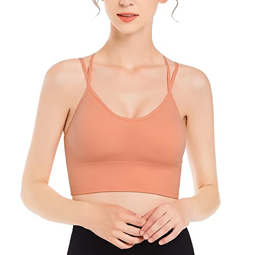 Sujetador Postural Espalda Mujer-Sujetadores Deportivos con Espalda para Mujer, Sujetadores Recortados Cruzados con Tiras Acolchadas para Entrenamiento De Yoga, Sujetadores De Bajo Impacto