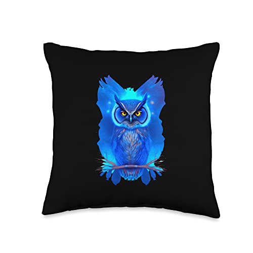 Blue Fire Tattoo Eule Eulen Designs By Drosoman Blue Fire Tattoo Owl Design Unique Style Throw Pillow, 16X16, Multicolor #TOP16