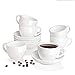 Sweejar Cappuccino-Tassen und Untertassen, Keramik, 210 ml, Espressotassen für Kaffee, Latte, Café, Mokka und Tee, 6 Stück, Weiß