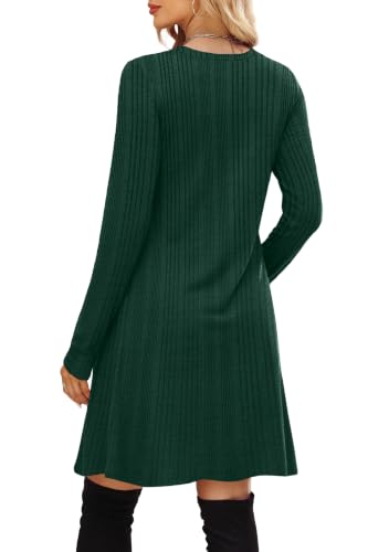 Image of OFEEFAN Long Sleeve Dress for Women Crew Neck Empire Waist Tunic Dress with Pockets