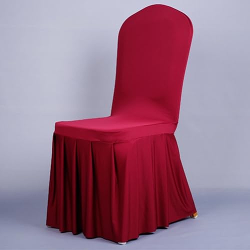 Hosrivae Funda de silla Oxford para banquetes y hotel, elastano elástico con dobladillo elástico, se adapta a sillas de 85 a 105 cm de altura, lavable a máquina (rojo vino)