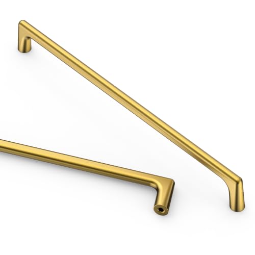 Image of Asidrama 10 Pack 8.8 Inch(224mm) Vibrant Brushed Moderne Brass Cabinet Pulls Heavy-Duty Solid Kitchen Cabinet Handles Drawer Hardware for Bathrooms Cabinets 3307