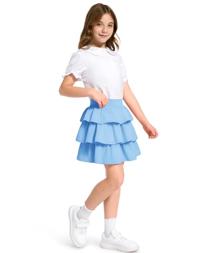 Image of KEREDA Girls Skirt Kids Casual 3-Layer Ruffle Skort School Uniform Skirts for Girls