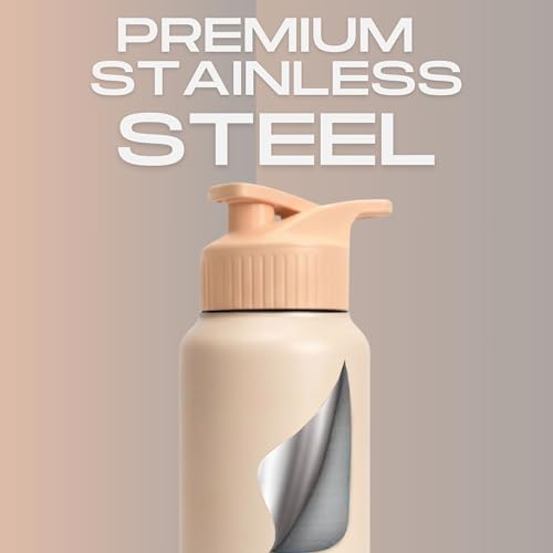 Image of Speedex Stainless Steel Metal Water Bottle 1 Ltr 1000 ml, BIS Approved, Leak Proof Sipper Cap Bottle for Office, School, Gym, Travel, Daily Use for Men, Women, Kids, Adults, Peach Orange, Set of 3