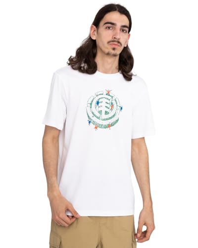 T-shirt Element Maze homme col rond manches courtes en coton, haut de skate noir classique