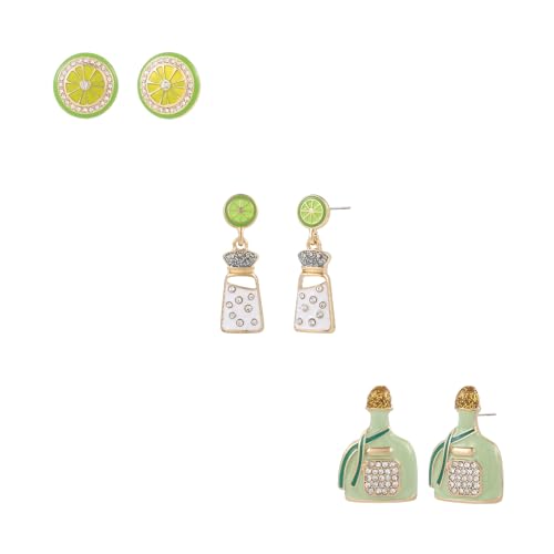 Madison Tyler 3 Pairs Colorful Fun Drink Earrings | Summer Trio Stud Earrings | Holiday Party Earrings for Women | Summer Beach Earrings Collection