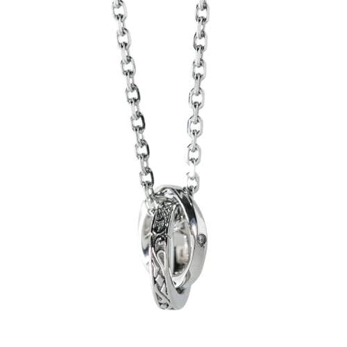 [ライオンハート] ラッピング済 ネックレス タテガミ ダブルリング サージカルステンレス 金属アレルギー対応 別注ポーチ付き メンズ ブランド (シルバー/ジルコニア)