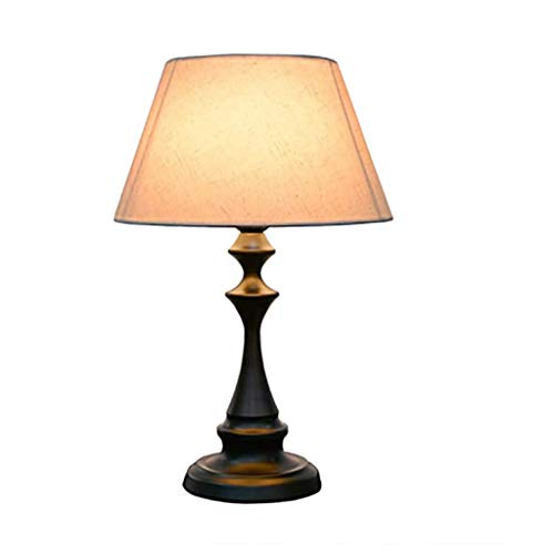 Preisvergleich Produktbild DIAOD Stoffschirm Nachttischlampen for Schlafzimmer, Wohnzimmer, Büro, Kinderzimmer, Mädchen-Raum, Dorm Schwarz