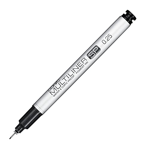 COPIC Multiliner SP 0,25 mm, Black, Aluminium Fineliner mit einer feinen Spitze und wasserbeständiger Pigmenttinte