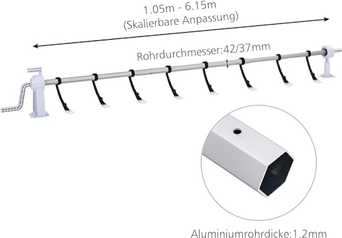 Miniatura 2 de Acxin Sistema De Enrollado Móvil Para Piscina Para Lámina Solar, Cubierta De Piscina, Dispositivo Enrollable, Lona De 1,05 M - 6,15 M, Acero Inoxidable, Sistema De Enrollado Premium, Ajustable