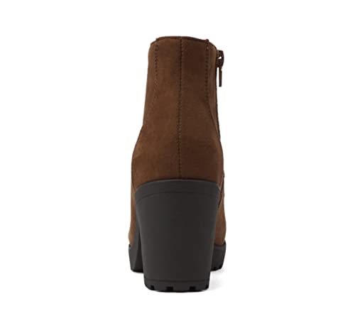 Image of Soda Second Lug Sole Chunky Heel Combat Ankle Bootie Lace up w /Side Zipper