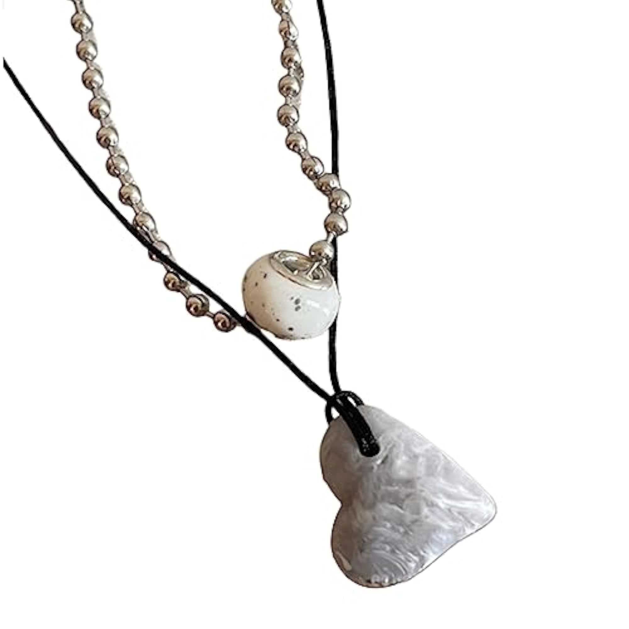 2 Pack Fashionable Heart Pendant Necklace Set for Girls