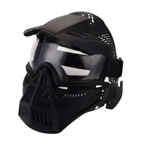Máscara de paintball con protección de cara completa, máscara de protección ajustable ventilada para paintball y airsoft, diseño antivaho, casco de protección con visera transparente