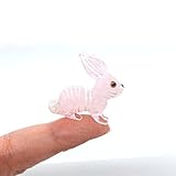 Sansukjai Rabbit Tiny Micro Figurines Hand Blown Glass Art Animals Collectible Gift Home Décor (Pink)