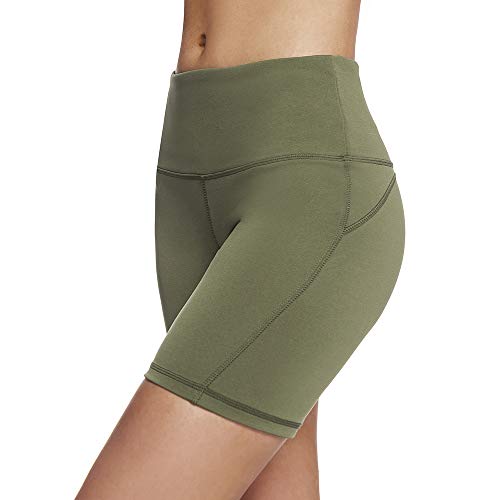 VALINNA Women's Workout Yoga Athletic Running Sport Gym Shorts High Waist Tummy Control Pants (Small, 6748-Olive)