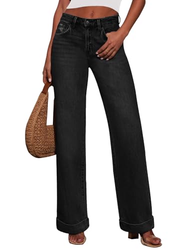 KUNMI Jeans for Women Wide Leg Baggy High Waist Boyfriends Straight Leg Stretchy Denim Pants Trendy Fall 2025