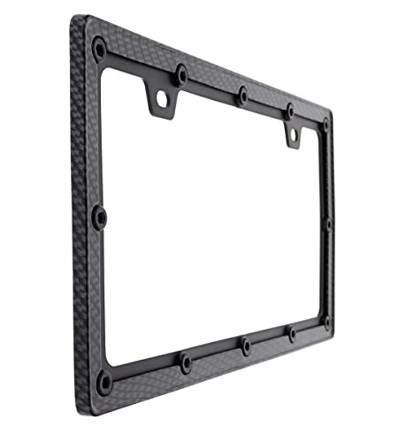 Harrier Die-Cast Metal Automobile License Plate Frame, Carbon Fiber Black #TOP2