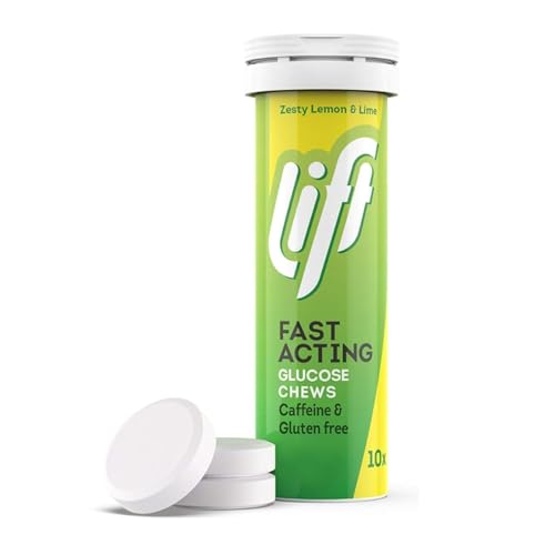 Lift Fast-Acting Glucose Chewable Energy Tablets, Lemon & Lime, 12 Pack of 10-Tablet Tubes