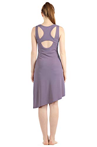 icyzone Casual Long Dress for Women - Open Back Sleeveless Ribbed Knit High Low Summer Dresses (M, Lavender)