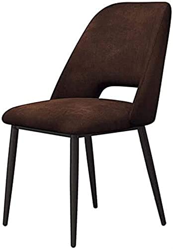SJIALEN 1 Pcs Modern Velvet Dining Chairs, Soft Cushion Table Chair Metal Legs Makeup Chair Nordic Leisure Backrest Coffee Chair Kitchen Chair (Color : Brown, Size : 43x46x81cm)