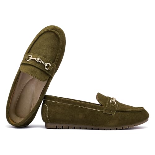 Image of BGSTGUDS Women's Wide Loafers Shoes Cute Dressy Shoes Ladies Comfort Slip Ons Work Shoes