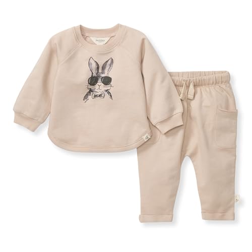 Image of Burt's Bees Baby baby-boys Shirt and Pant Set, Top & Bottom Outfit Bundle, 100% Organic Cotton