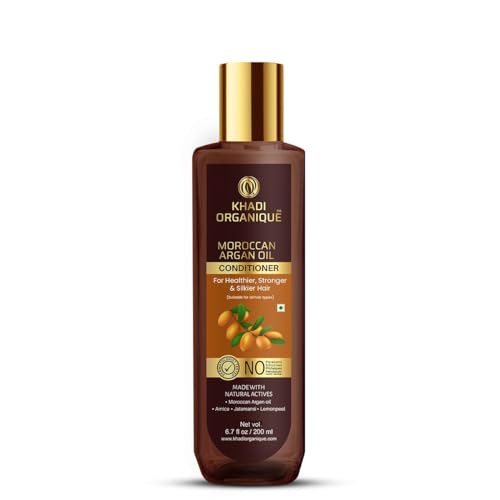 Image of Khadi Organique Moroccan Argan Oil Hair Conditioner | Deep Nourishment for Dry, Frizzy & Color-Treated Hair | Hydrating & Silky Finish | Paraben & Sulfate Free | With Amla, Jojoba & Almond Oil | 200ML