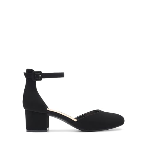 DREAM PAIRS Women's Closed Round Toe Low Block Heels Ankle Strap Chunky Heel Pumps Dress Wedding Office Party Shoes2