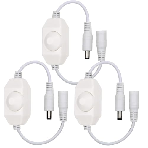 Gebildet 3pcs Bianco DC12V-24V Striscia LED Interruttore Dimmer Regolatore PWM e Dimmer In Linea per Luci LED Luci di Natale
