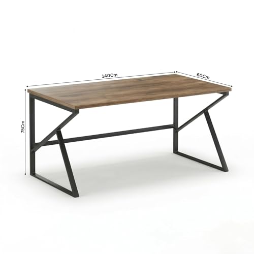Image of Amazon Brand - Solimo Desktop Computer Table for Work & Study | Office Desk, Work Table, Gaming Table for PC (140 CM - Forest Dark, DIY Installation)
