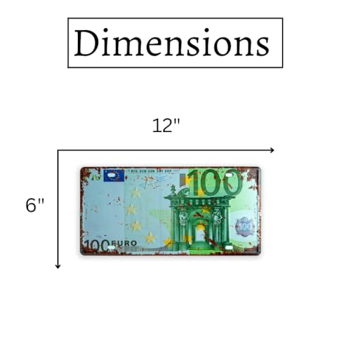 Image of inchHundred Euros inch Vintage Retro Metal Signs - License Wall Plate, Car Tag - Ideal for Cafe, Restaurant, Shop, Home, Hotel, Club, Office, Living Area - Design Plaque