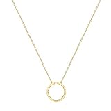 Fettero Pendant Necklace Gold Hammered Open Karma Circle Pendant 14K Gold Plated Dainty Simple Jewelry for Women