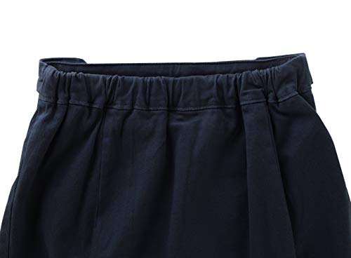 Bienzoe Girl's Cotton Stretch Elastic School Uniform Pleated Skirt 2Xl Navy #TOP5