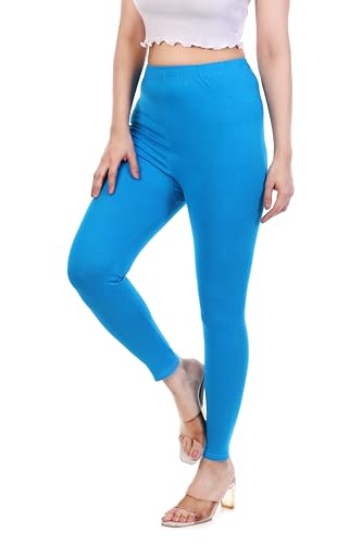 Image of TPF Women Solid Cotton Lycra Stretchable Leggings | Comfortable Ankle-Length Slim Fit Leggings for Women & Girls | Soft, Breathable Wear Bottoms