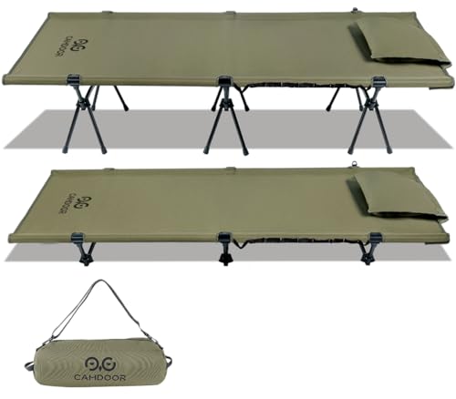 コット キャンプ 2way CAMDOOR【高密度1000Dオックスフォード&枕カバー付き】150KG高耐荷重 キャンプ コット ワイド 軽量 ハイ/ロー切替可能 小物収納 静音 通気性 撥水 仮眠 野外 釣り 防災 応急用 自宅用 収納バッグ付き（Amazon）
