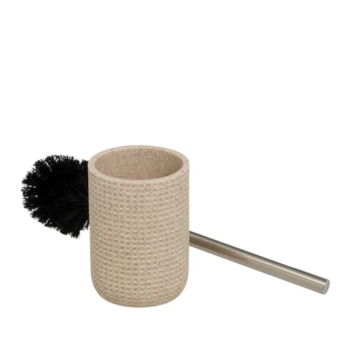 Escobillero cilíndrico Grabado de Resina Beige de Ø 10x37 cm