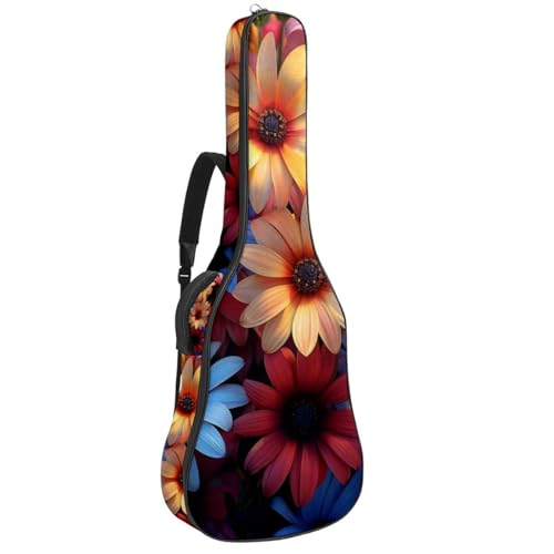 Housse de guitare fleurie multicolore pour aller en cours et répéter