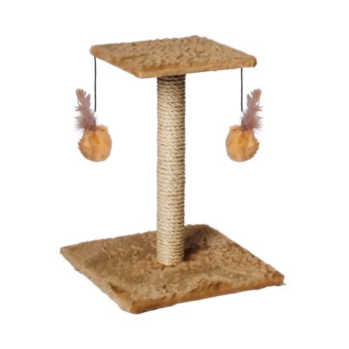 Arranhador Para Gatos Poste Com Brinquedo Duplo Exclusivo (Bege)