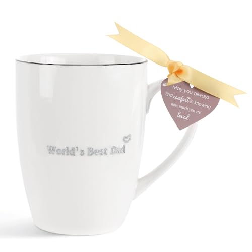 HOME SMILE Best Dad Ever Mug with Handle-Father's Day Gifts Birthday Present Ideas for New Papa,Engraved Tea Cup Novelty Coffee Cup for Office Work,12 oz Ceramic