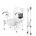 ZOLIQUEX Foldable Toilet Safety Rail for Seniors, Toilet Safety Frame Height Adjustable, Heavy Bathroom Rail with Armrests, Bathroom Safety for Elderly and Disabled(400LBS)