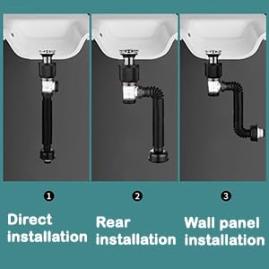 Kit Scarico Lavandino GUOYOU | Sifone Estensibile 300-1000mm, Con Filtro Pop-Up - Foto 4
