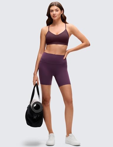 Image of CRZ YOGA Butterluxe V Neck Sports Bras | Light Support, Removable Pads, Yoga, Extremely Soft, Square Back, Adjustable Spaghetti Straps, for Women