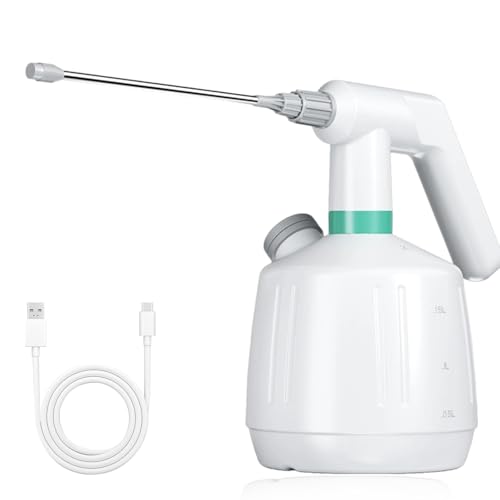 Drucksprüher Sprühflasche 2L, Elektrischer Sprühflasche, Pumpsprühflasche, Akku Sprühgerät mit USB und Verstellbarer Düse für Autowäsche, Garten, Haushalt, Reinigung, Pflanzenpflege