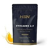 Bebida Isotónica en Polvo Evocarbs 2.0 de HSN | Sabor Naranja 1 Kg = 25 Tomas por Envase de Bebida de Carbohidratos Sin Gluten y Electrolitos | No-GMO, Vegano