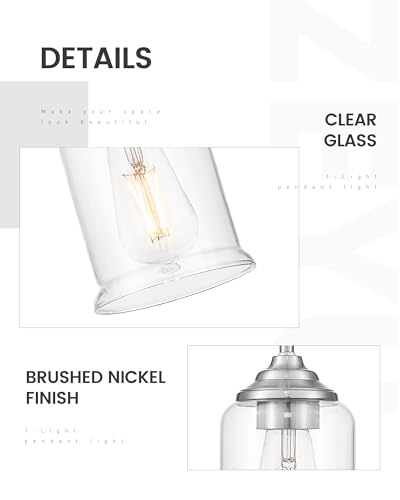 Image of zeyu 2-Pack Glass Rod-Hung Pendant Lights, Brushed Nickel, ZSL104MIL-2 BN