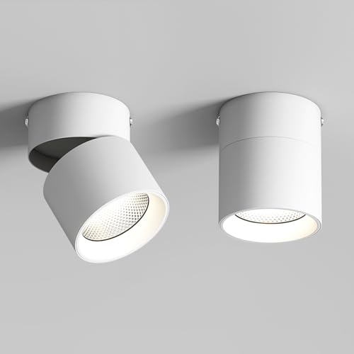 LED Ceiling Spotlight, 10W COB Downlight with 360° Rotation, 3000K Warm White, CRI95, Surface Mount for Bedroom & Artwork (3000K-1PACK)