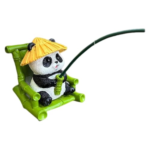 Milageto 釣りパンダの像、リアルなアート、ギフト、コレクション、彫刻