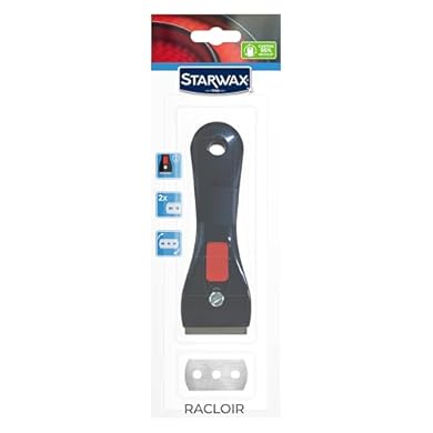 Foto di STARWAX – Raschietto per piani vetroceramica e induzione con lama di ricambio in acciaio inox – Rimuove residui secchi e grasso bruciato – Non graffia