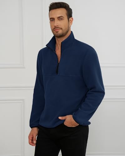 Runcati Mens Fuzzy Fleece Sweatshirt Quarter Zip Pullover Long Sleeve Winter Fall Outdoor Warm Outerwear4