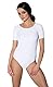 Aquarti Damen Ballett Trikot Kurzarm Gymnastik Tanz-Body, Farbe: Weiß, Größe: 38